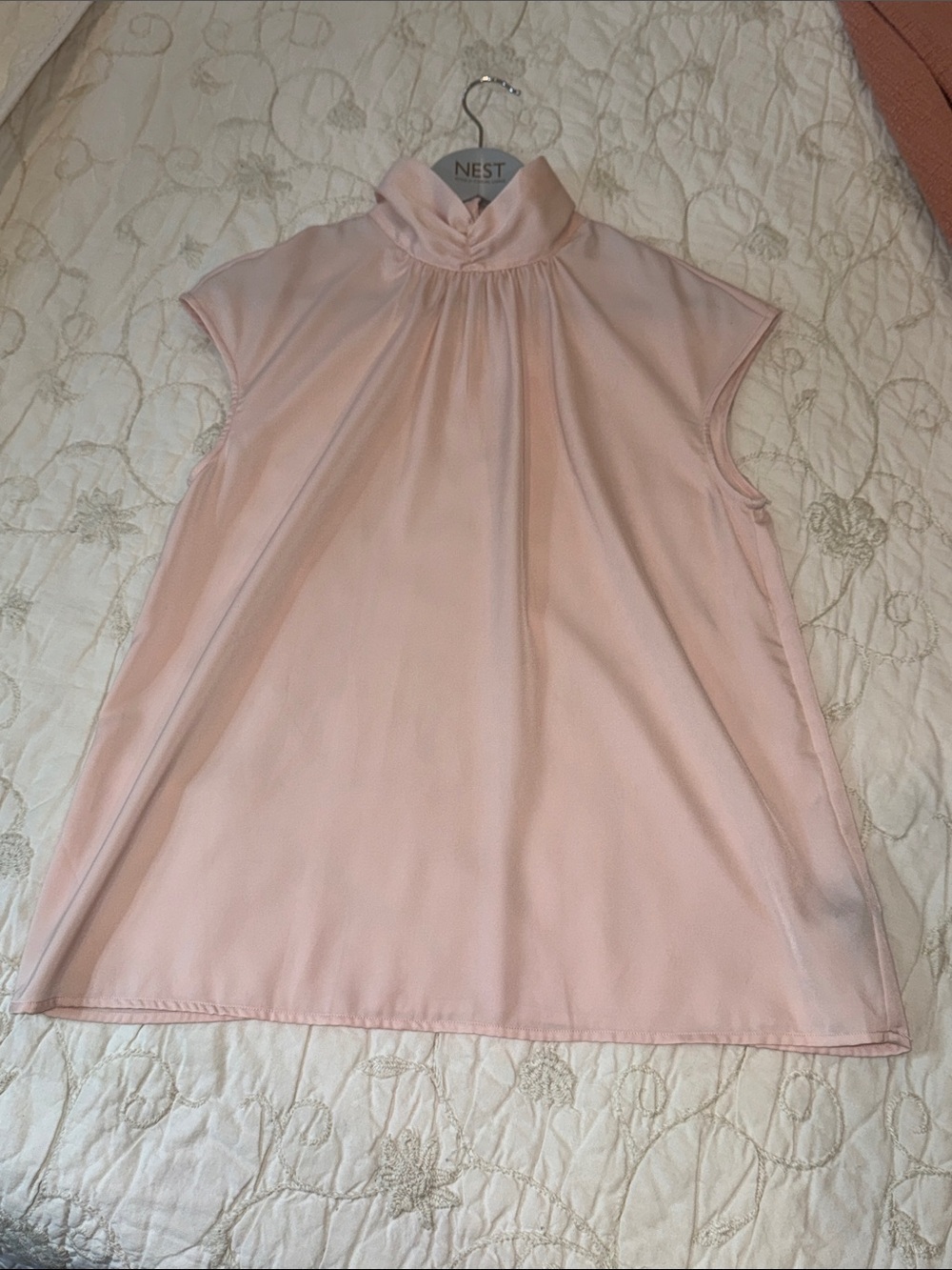 Who What Wear med wm’s Sleeveless High-Neck stand collar Blouse light pink